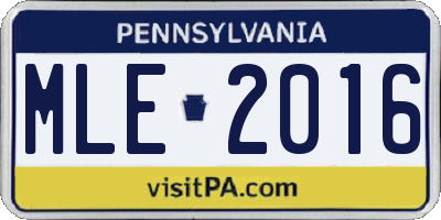 PA license plate MLE2016