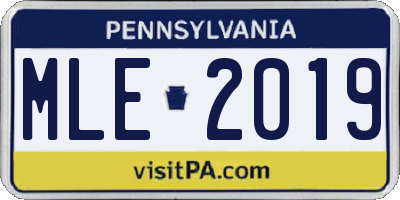 PA license plate MLE2019