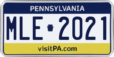 PA license plate MLE2021