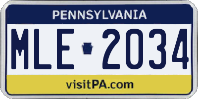 PA license plate MLE2034