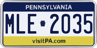 PA license plate MLE2035