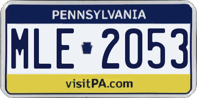 PA license plate MLE2053