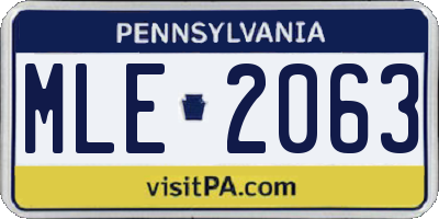 PA license plate MLE2063