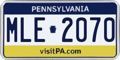 PA license plate MLE2070