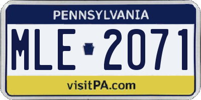 PA license plate MLE2071