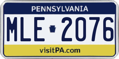 PA license plate MLE2076