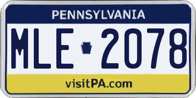 PA license plate MLE2078