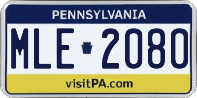 PA license plate MLE2080