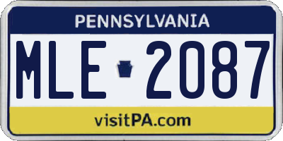 PA license plate MLE2087