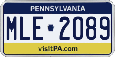 PA license plate MLE2089