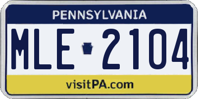 PA license plate MLE2104