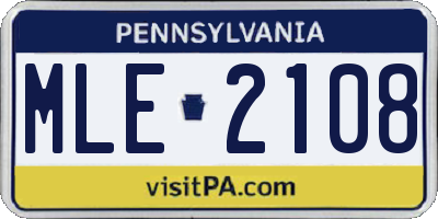 PA license plate MLE2108