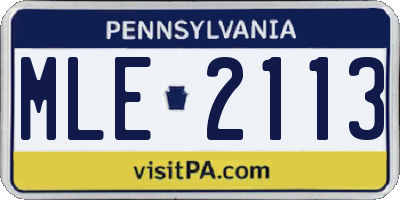PA license plate MLE2113