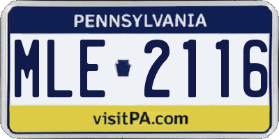 PA license plate MLE2116