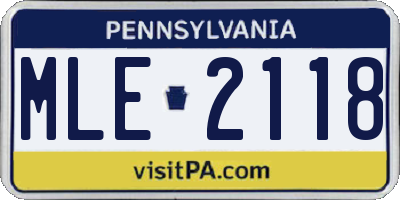 PA license plate MLE2118