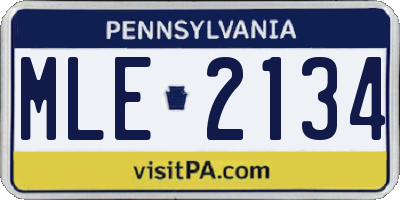 PA license plate MLE2134