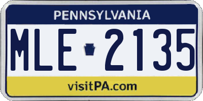 PA license plate MLE2135