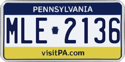PA license plate MLE2136