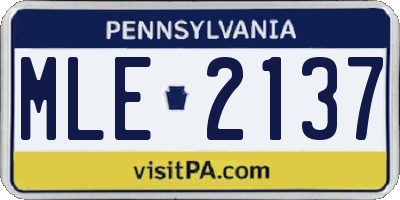 PA license plate MLE2137