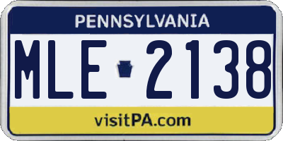 PA license plate MLE2138