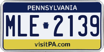 PA license plate MLE2139