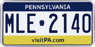 PA license plate MLE2140