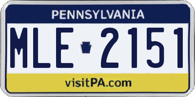 PA license plate MLE2151