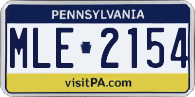 PA license plate MLE2154