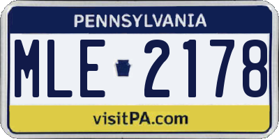 PA license plate MLE2178