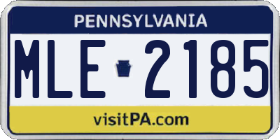 PA license plate MLE2185