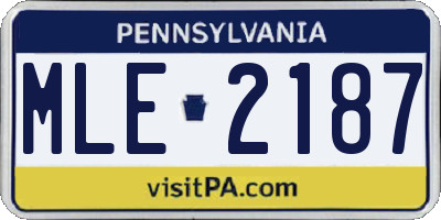 PA license plate MLE2187