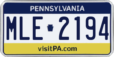 PA license plate MLE2194