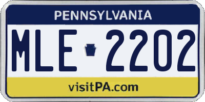 PA license plate MLE2202