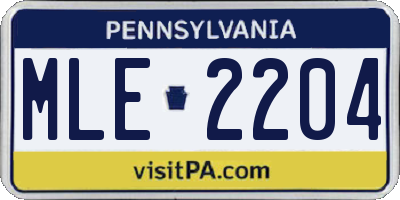 PA license plate MLE2204