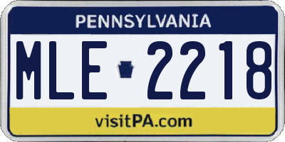 PA license plate MLE2218