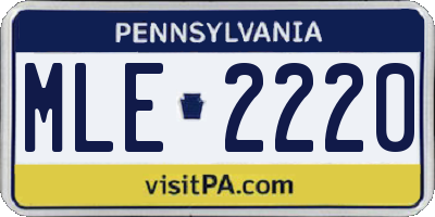 PA license plate MLE2220