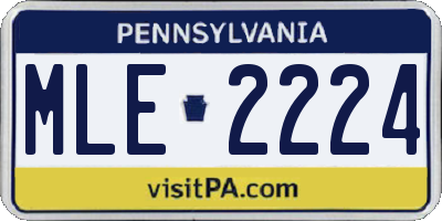 PA license plate MLE2224