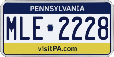 PA license plate MLE2228