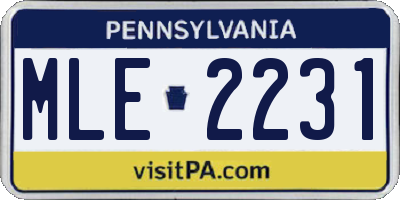 PA license plate MLE2231
