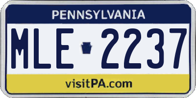 PA license plate MLE2237