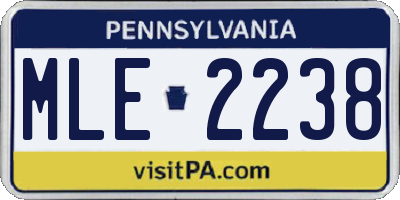 PA license plate MLE2238