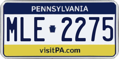 PA license plate MLE2275