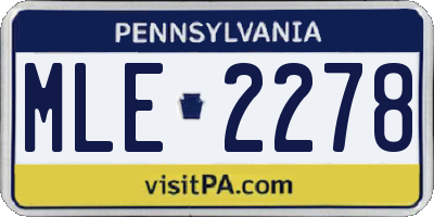 PA license plate MLE2278