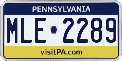 PA license plate MLE2289