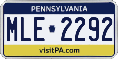 PA license plate MLE2292