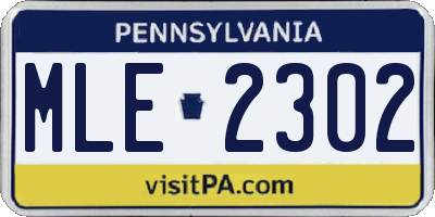 PA license plate MLE2302