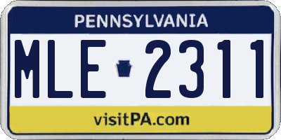 PA license plate MLE2311