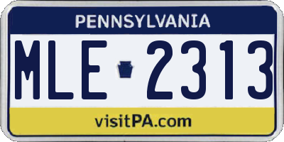 PA license plate MLE2313