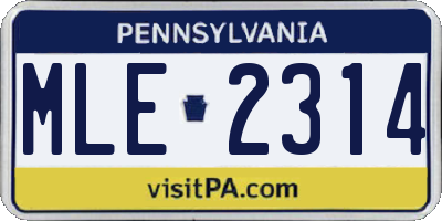 PA license plate MLE2314