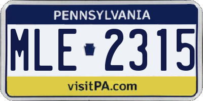 PA license plate MLE2315